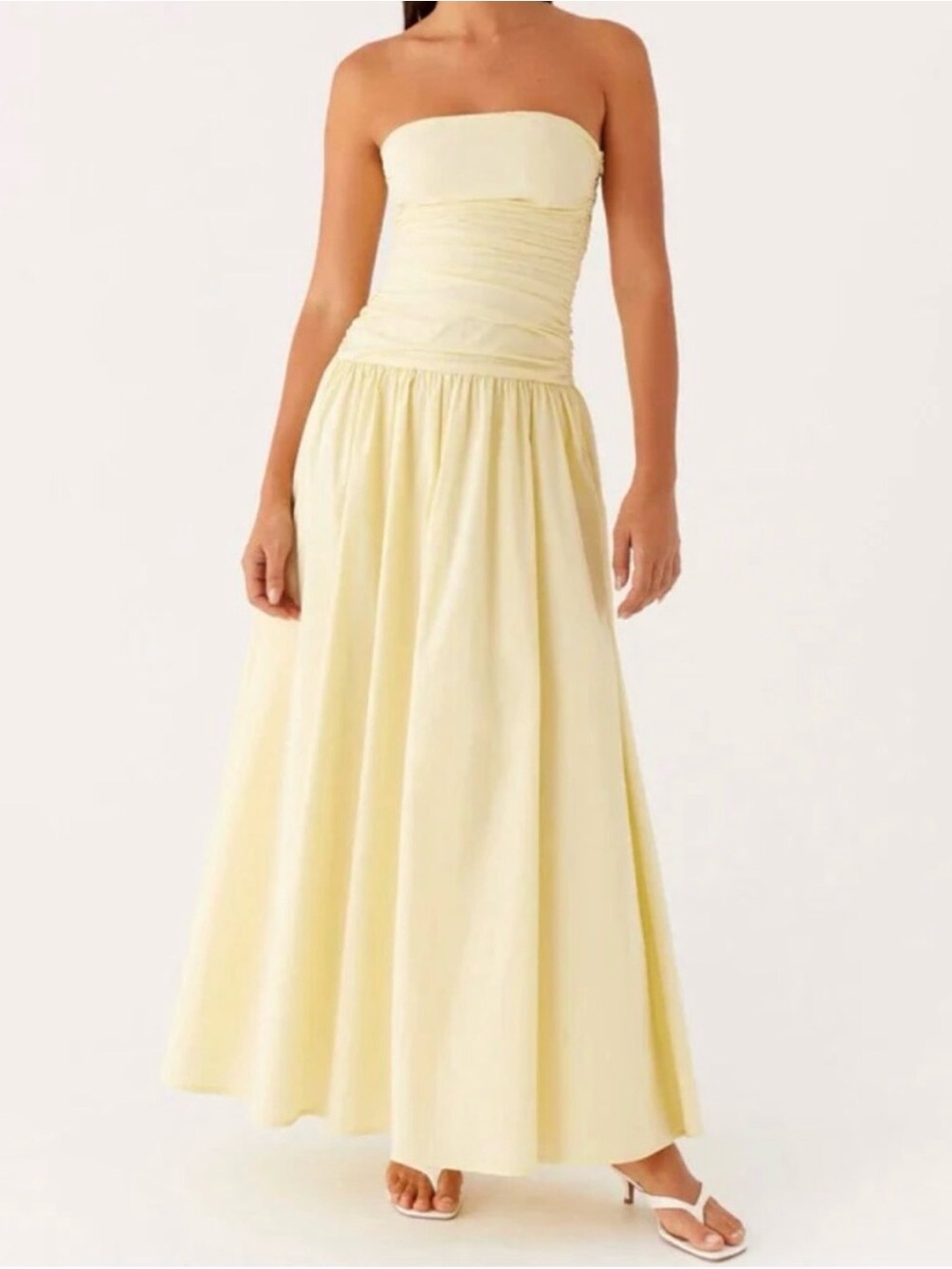 Butter yellow drop down waist maxi dress